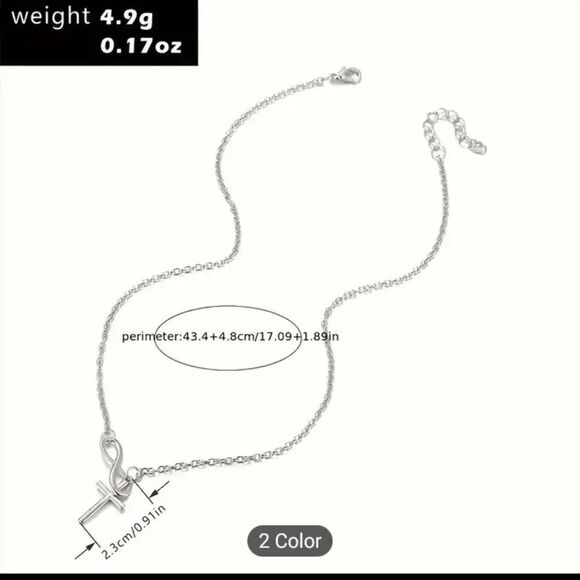 Women's cross necklace gold new d62 - Picture 3 of 3